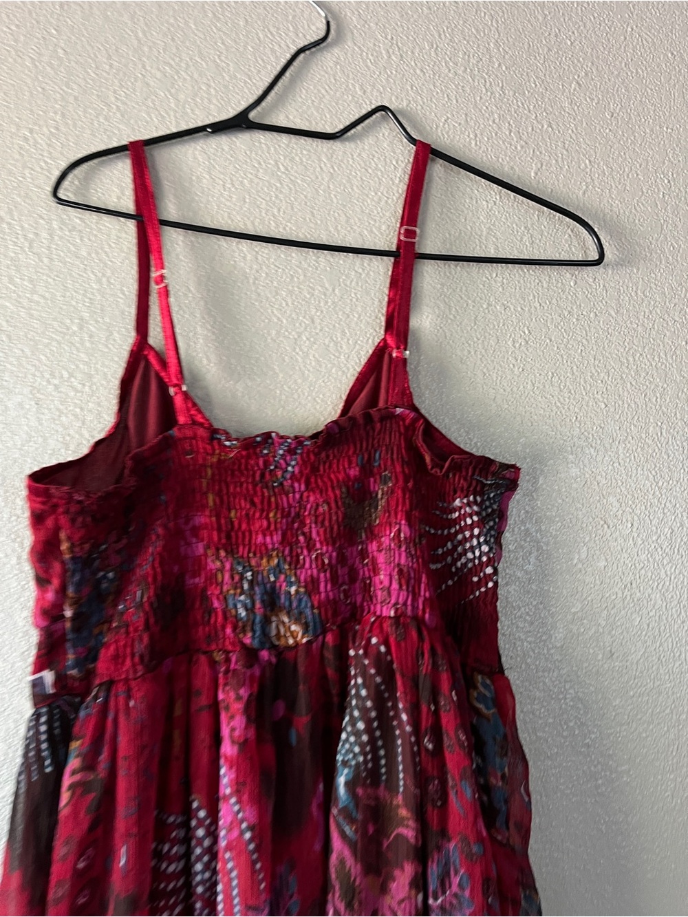 Kaaku Red Floral Silk-Look Spaghetti Strap Midi Dress - Picture 4 of 7
